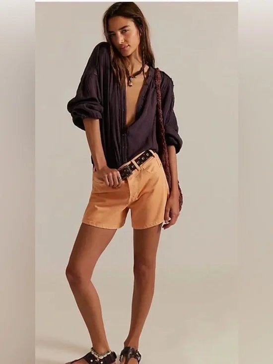 Free People We The Free Tippi Denim Shorts. NWT. Peach glow - Picture 2 of 4